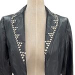 Cache  Vintage Leather Jacket Cropped Studded‎ Rhinestones Black Size Medium Photo 1