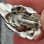 Whiting & Davis Silver Tone Textured Double Leaf Clip On Earrings Photo 4