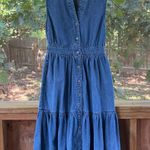 On 34th Women's Blue Denim Tiered Ruffled Midi Dress Size S Photo 4