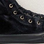 Converse  SZ 6 gold logo all star hi top velour velvet sneaker shoe black shoe Photo 0