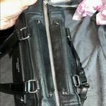 Olivia Harris Black Leather Duffel Bag with Modern Chain Photo 8