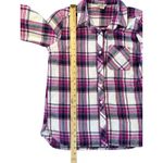 Woolrich Plaid Flannel Shirt Women's M/M Cream Magenta Charcoal Long Sleeve Photo 3