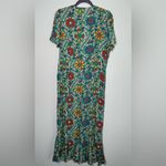 Rhode Green Zinnia Floral Print Short Sleeve Midi Dress Size 8 Photo 6