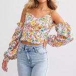 Willow + Root Floral sweetheart cropped top Photo 0