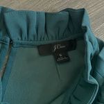 J.Crew Ruffle Blouse Dark Green Golden Buttons Small Academia Chic Photo 2