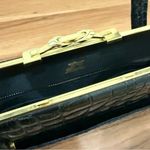 Unique Vintage DOFAN France Black Alligator Croc Embossed Leather Clutch Handbag Photo 14