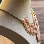 Vintage Pink Peachy cabochon Gold tone Statement chunky Necklace Western Piece Photo 5