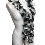 One Size Black, White, Gray, Crochet Scarf 72 Inches Long 2h Black Photo 1