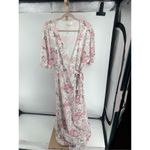 WAYF  POLY CHIFFON PINK Floral LONG Wrap DRESS Size Large Feminine Photo 7