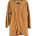 Old Navy Tan Long Sleeve Henley Fleece Pajama Romper Women’s Size Large Photo 2