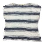 Loft ⭐️ White and Denim Blue Textured Striped Lightweight Cotton Blouse Photo 1