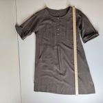 J Jill Womens‎ 100% Silk Dress Sz PS Olive Green Utility Short Sleeve Minimalist Photo 8