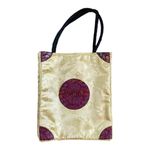 Chinese Oriental Vintage Silk Golden Red Double Handle Shoulder Bag Tote Purse Photo 0