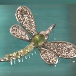 Sterling Silver Peridot and Diamond Accent Dragonfly Pendant Photo 0