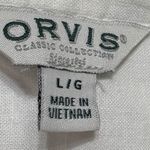 Orvis Women Button Front Shirt L White Linen Blend Coastal Beachy Preppy Resort Photo 3