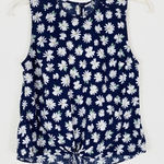Old Navy XSP  Blue & White Floral Daisy Knotted Hem Sleeveless Blouse Photo 0