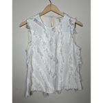 Rebecca Taylor Bias Fringe Blouse Size 6 Ivory Sleeveless Photo 1
