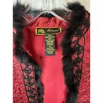 Mirasol Red and black Embroidered Stitched Jacket Faux fur trim Size M Photo 3