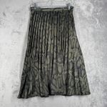 Missguided  Snakeskin‎ Print Pleated Midi Skirt A Line Career Party Olive Green Photo 1