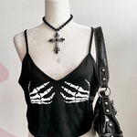 Black Skeleton Tank Top Y2K Goth Grunge Punk Indie Sleaze Edgy‎ Halloween XL Photo 0