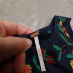 Free People Navy Blue Embroidered Cropped Swing Tank Top Women's size Medium Photo 2