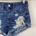 American Eagle  Shorts 2 Hi-Rise Distressed Crochet Lace‎ Fray Hem Festival Photo 2