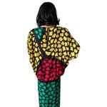 1980s Guy Laroche Silk Colorblock Mosaic Printed Dress Dolman sleeve size small Black Photo 9