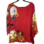 Soft Surroundings  Women’s Fantasia Floral Silky Pullover Blouse Red Size Small Photo 0