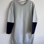 Madewell Oversize Jumpstart Sweater Sleeve Dress Knit Gray & Navy Photo 1