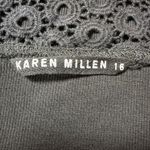 Karen Millen Tank Top 16 (XL) Black Ribbed Scoop Neck Stretch Eyelet Racerback Photo 4