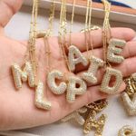 Letter D Initial Zircon Balloon Necklace Gold Photo 3