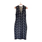 Alice + Olivia womens 4 small Jacki V neck lace dress navy blue with rose new Photo 1