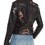BLANK NYC Floral Embroidered Studded Faux Leather Moto Jacket Photo 1