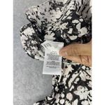 EXPRESS  Women's Blouse Smocked Shoulders Floral Black Pink Medium Short Sleeve Photo 4