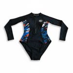 AXESEA Black Long Sleeve Zip Up Rash Guard Swimsuit One Piece Size 2 Photo 1