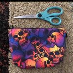 Skull Halloween 80’s Zipper Makeup Bag New Photo 5