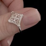 Boutique 14k White Gold‎ Plated 316L Cutout Filigree Hollow Ring, Size 10 Photo 1