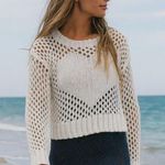 Delia’s Y2K crochet knit pullover sweater, cropped, off white sz S Photo 0