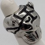 Silver, Black, & Green Tiger Head Ring Silver Size 6 Photo 1