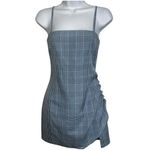 Lovers + Friends  Cobalt Blue and White Plaid Gathered Button Side Dress NWOT XXS Photo 1
