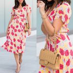 & Other Stories & Other Stories Floral Printed Wrap Midi Dress: Rose Print Mustard Yellow Red Photo 8