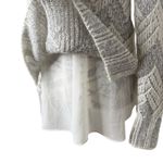 Lucky Brand womens sweater Size L Metallic Silver Stripe Open Knit Pullover Photo 1