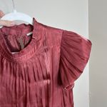 Women's Red Dress Holiday Christmas Shimmer Sparkle Tiered Short Flutter Sleeve Photo 5