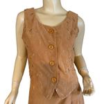 VINTAGE 1990'S GANTOS BROWN EMBROIDERED VEST AND WRAP SKIRT SUIT (6) Tan Photo 8