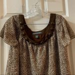 Josephine Chaus  Animal Print Scoop Neck Short Sleeve Blouse S Photo 4
