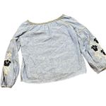 ZARA Tribal Embroidered Chambray Peasant top Linen Blue Long sleeve XS SOLD OUT Photo 8