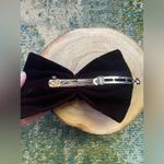 Vintage black velvet rosette spring clip hair bow Photo 3