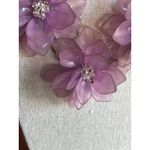 Statement Floral Necklace With Purple Acrylic Petals & Rhinestone Centers On Gol Photo 5