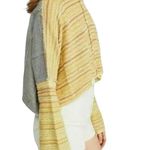 Free People Yellow Gray Catalina Cropped Bell Sleeve Pullover Sweater M Photo 2
