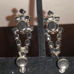 Vintage Silver Tone CZ Rhinestone Dangling Screw Back Earrings Photo 2